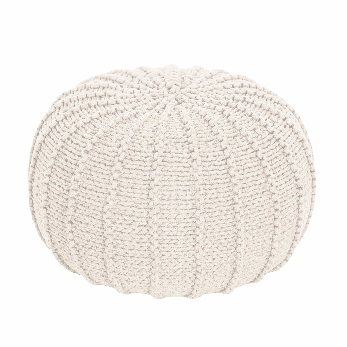 Knitted Pouffe, Small | IVORY
