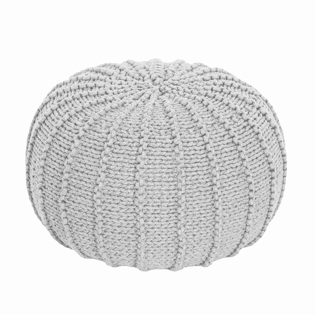 Knitted Pouffe, Small | LIGHT GREY