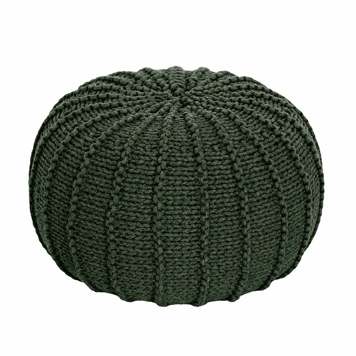 Knitted Pouffe, Small | OLIVE GREEN
