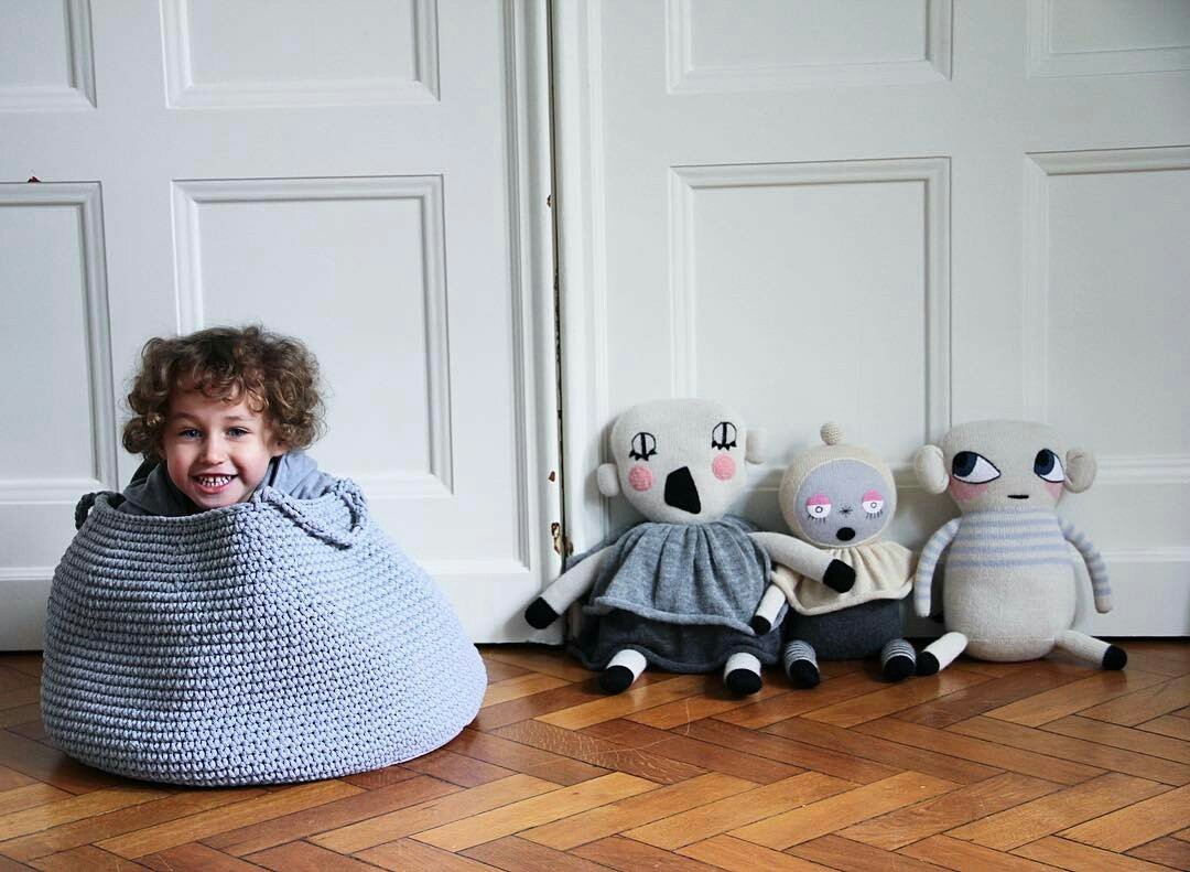 Crochet Basket, Size XL | DARK GREY