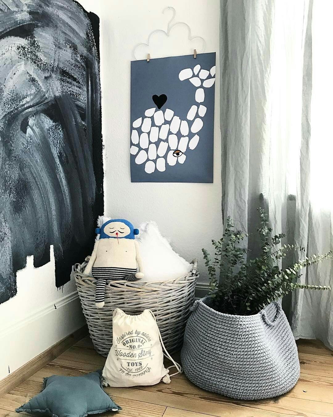 Crochet Basket, Size XL | DARK GREY