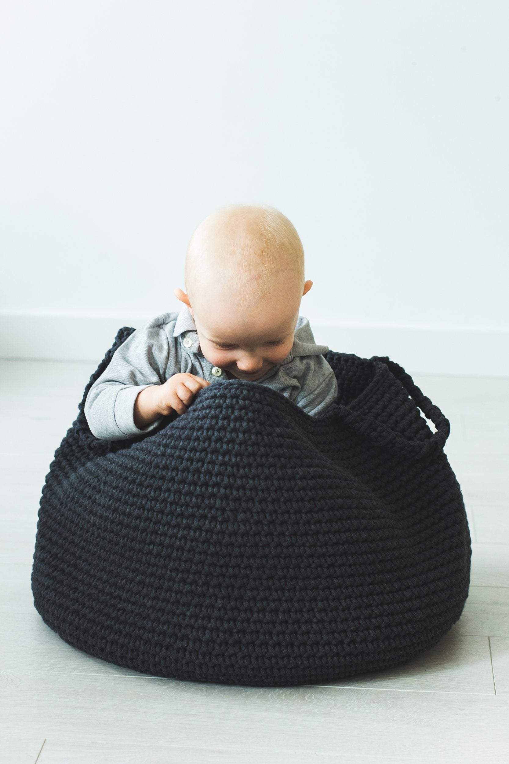 Crochet Basket, Size XL | CHARCOAL