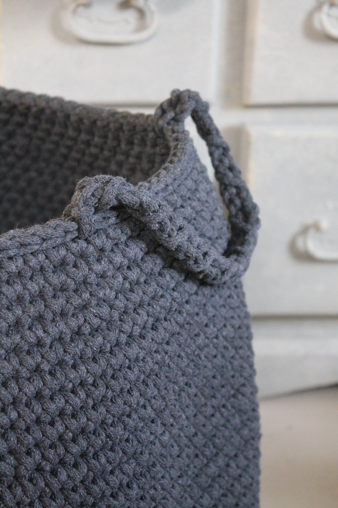 Crochet Basket, Size XL | CHARCOAL