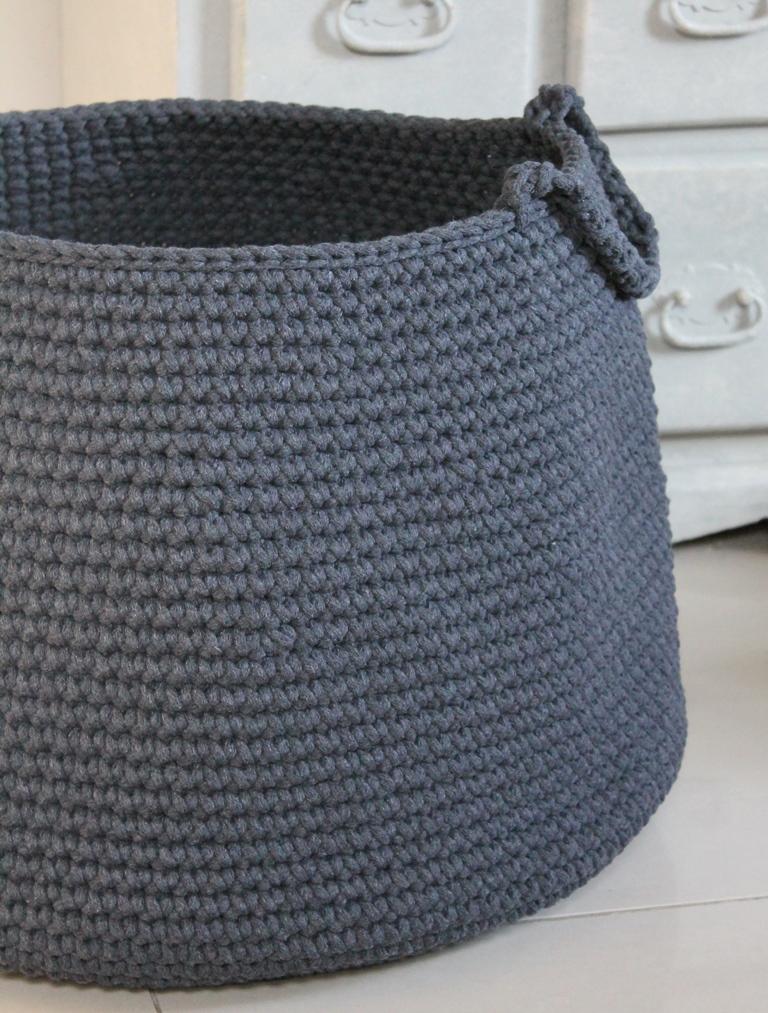 Crochet Basket, Size XL | CHARCOAL