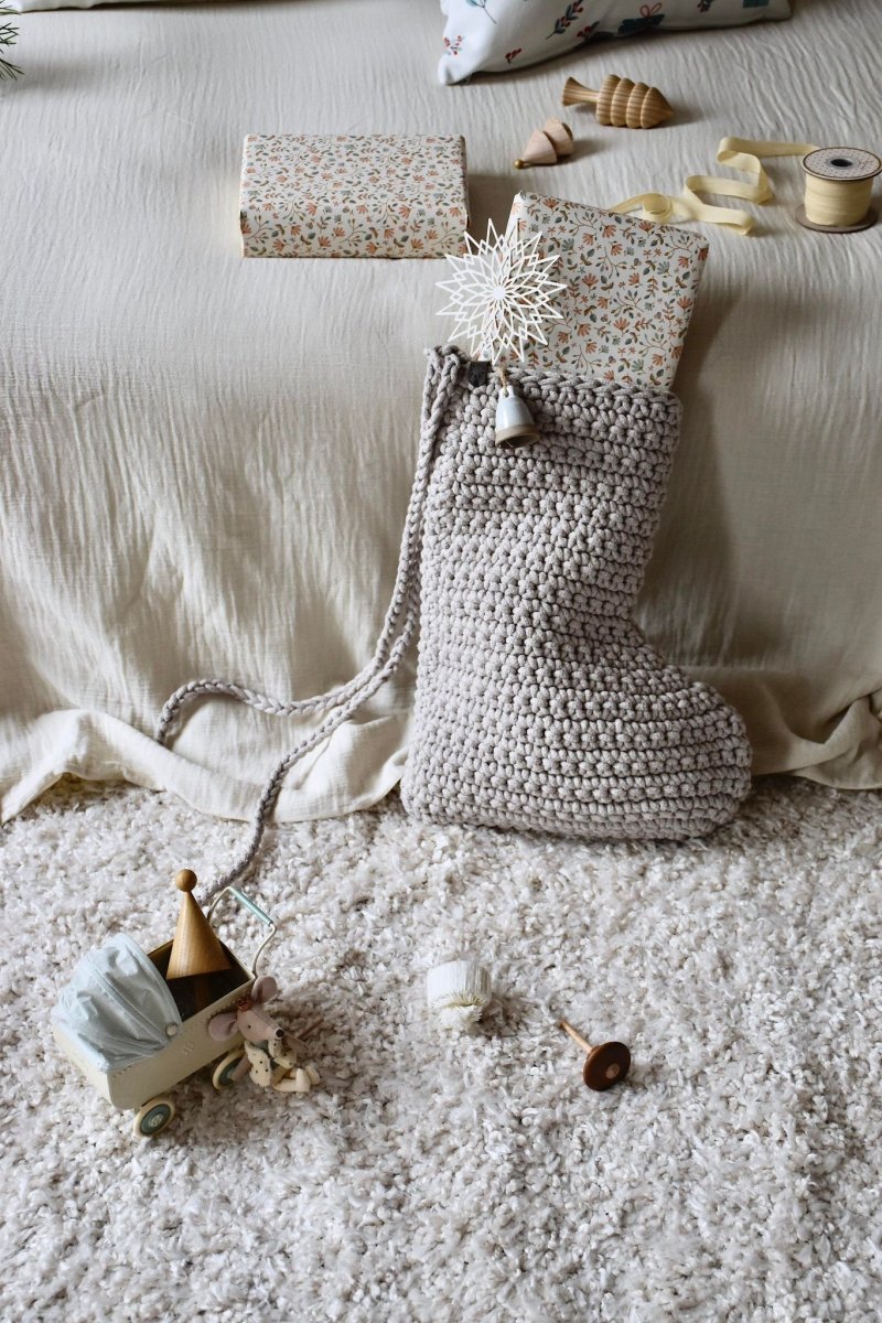 Large Crochet Christmas Stocking | OATMEAL