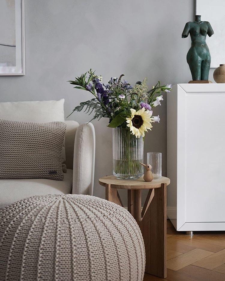 Knitted Pouffe, Large | BEIGE