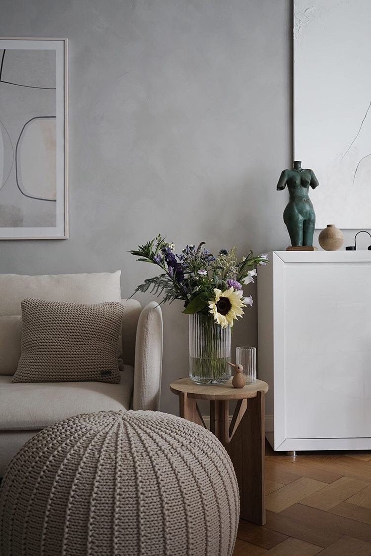 Knitted Pouffe, Large | BEIGE