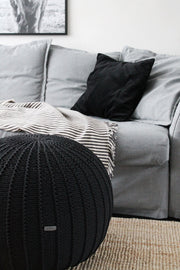 Knitted Pouffe, Large | CHARCOAL