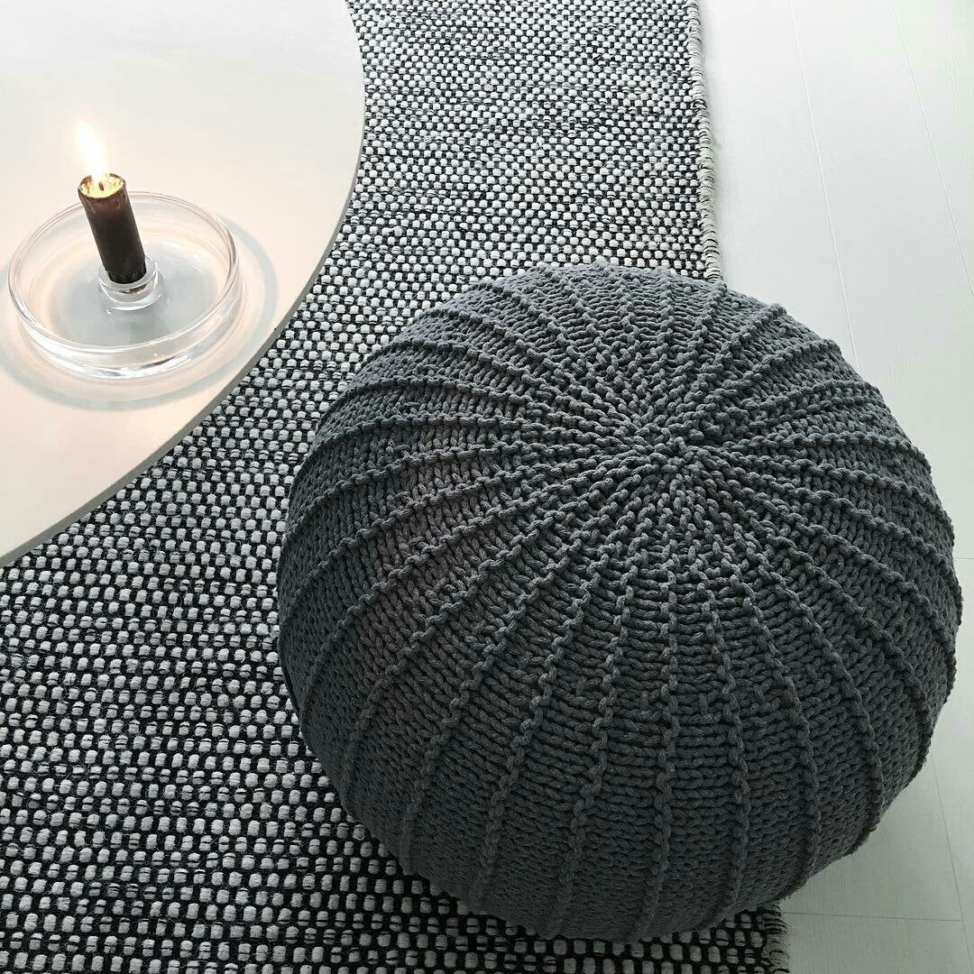 Knitted Pouffe, Large | CHARCOAL