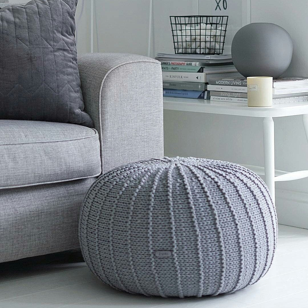 Knitted Pouffe, Large | DARK GREY