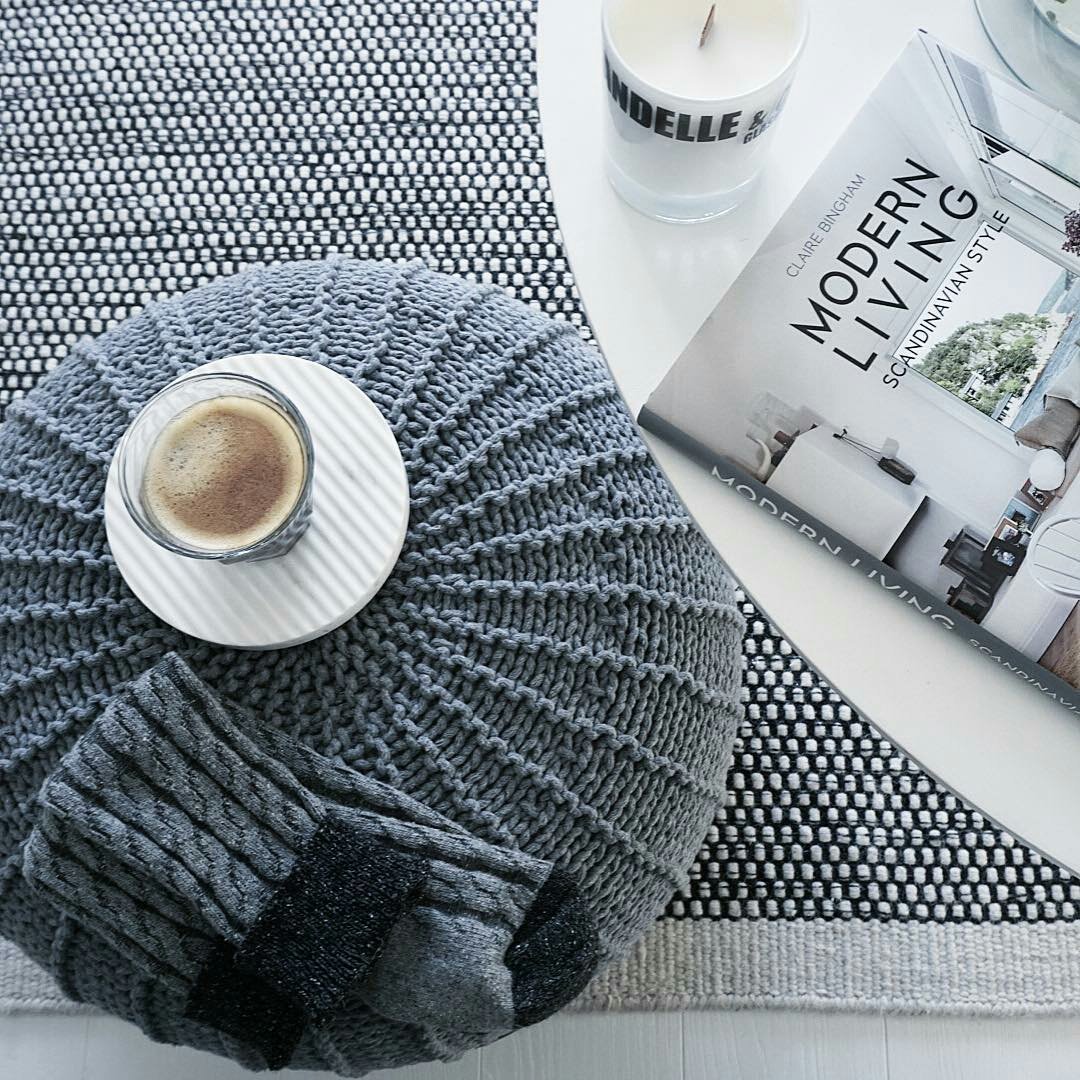 Knitted Pouffe, Large | DARK GREY