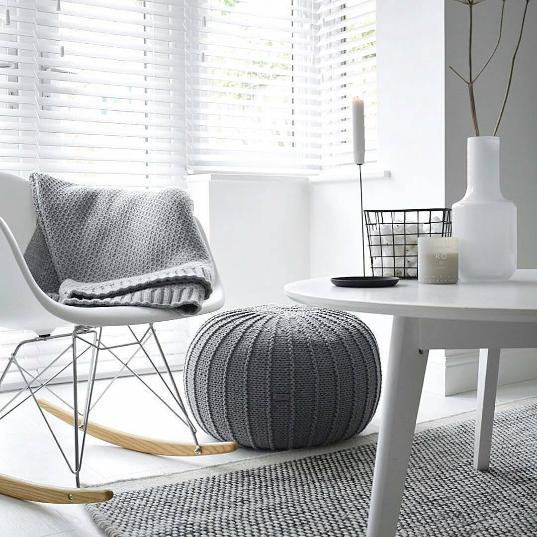 Knitted Pouffe, Large | DARK GREY