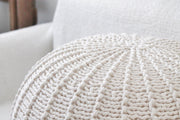 Knitted Pouffe, Large | IVORY