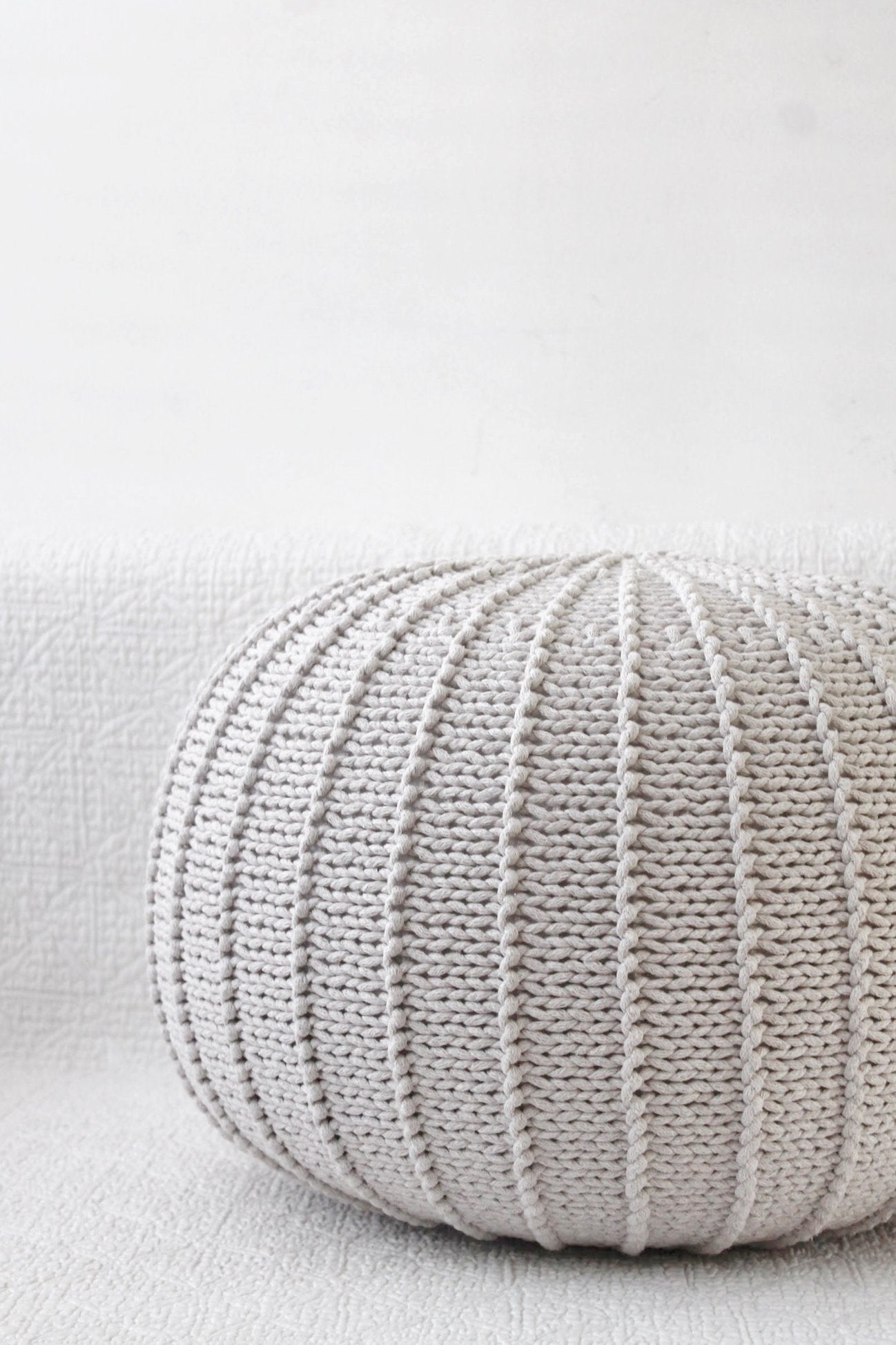 Knitted Pouffe, Large | OATMEAL