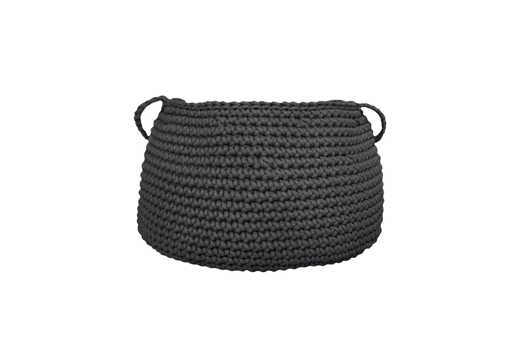 Crochet Basket, Size L | CHARCOAL