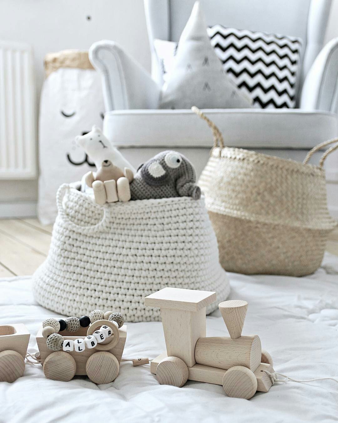 Crochet Basket, Size L | IVORY