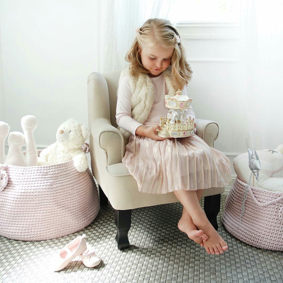 Crochet Basket, Size L | PALE PINK