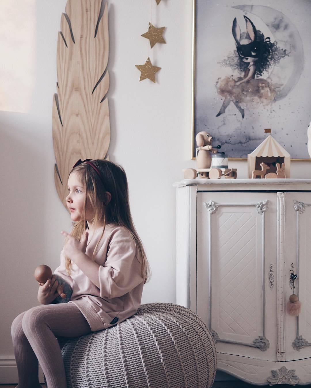 Knitted Pouffe, Medium | BEIGE