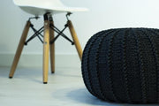 Knitted Pouffe, Medium | CHARCOAL