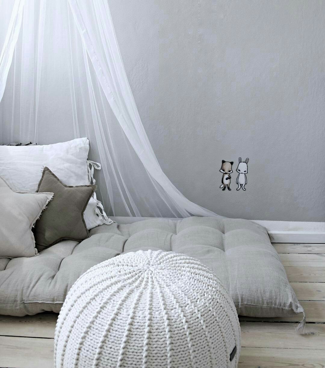 Knitted Pouffe, Medium | IVORY