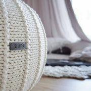 Knitted Pouffe, Medium | IVORY