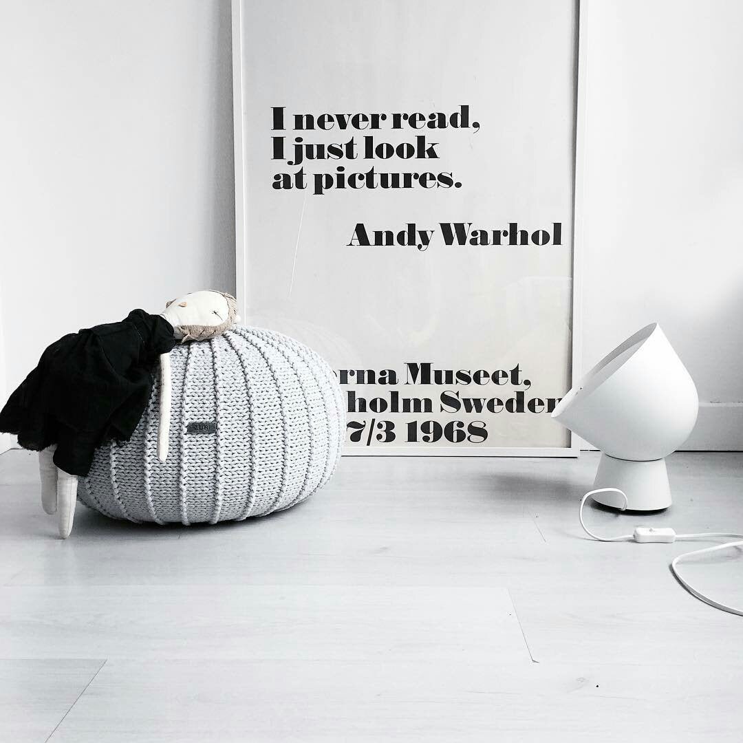 Knitted Pouffe, Medium | LIGHT GREY