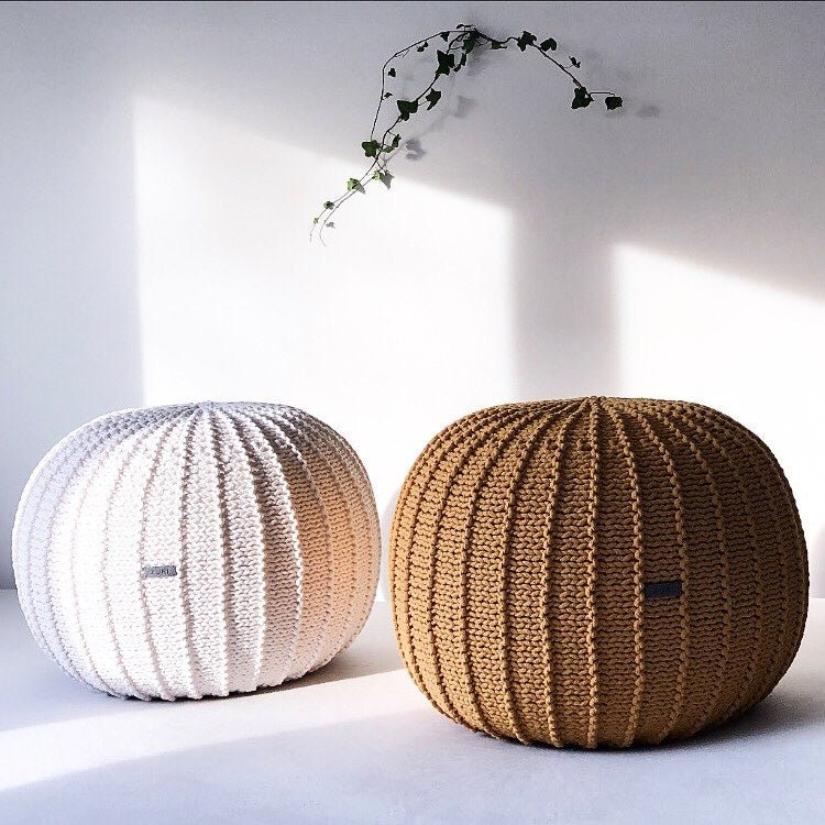 Knitted Pouffe, Medium | MUSTARD