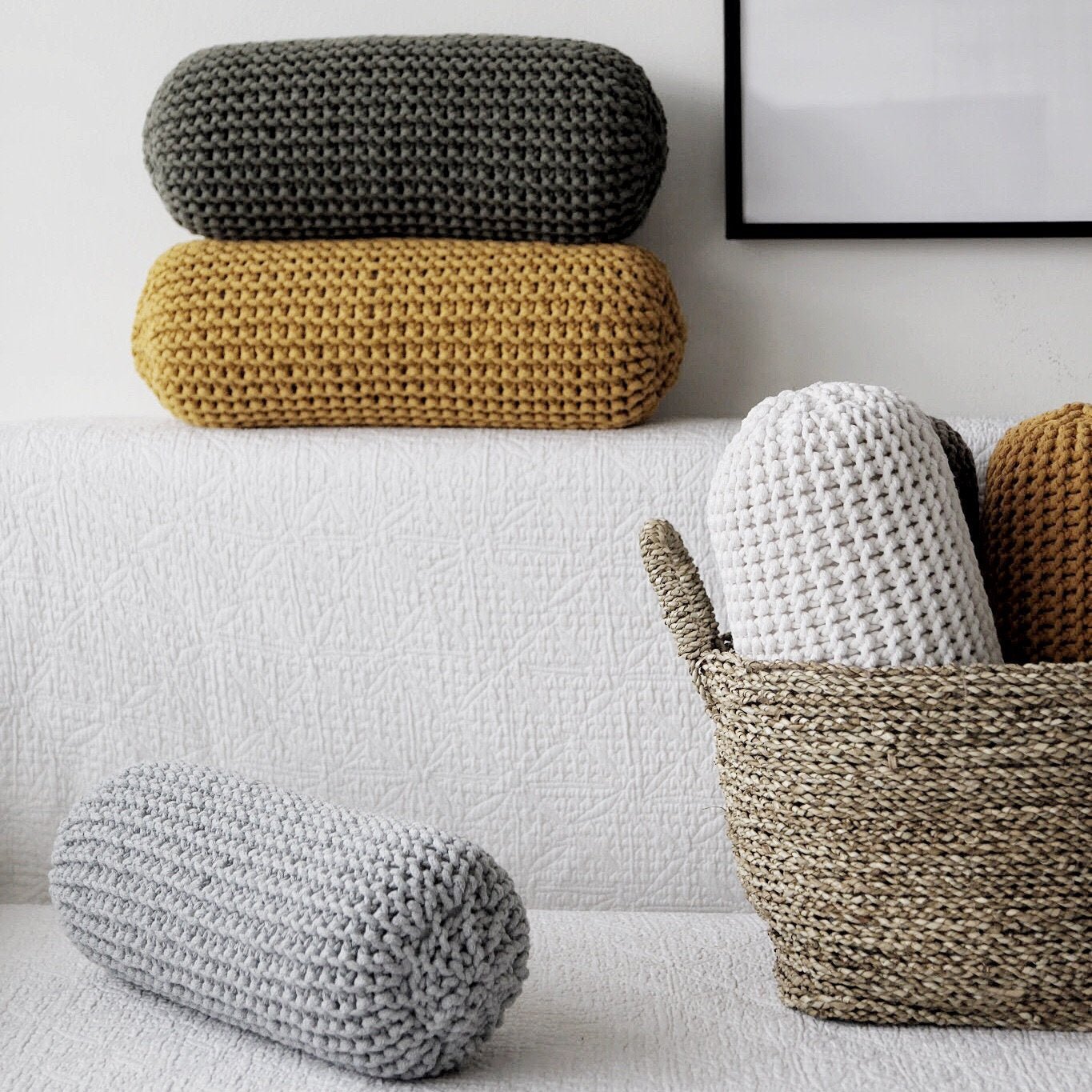 Knitted Neck Cushion | OLIVE GREEN