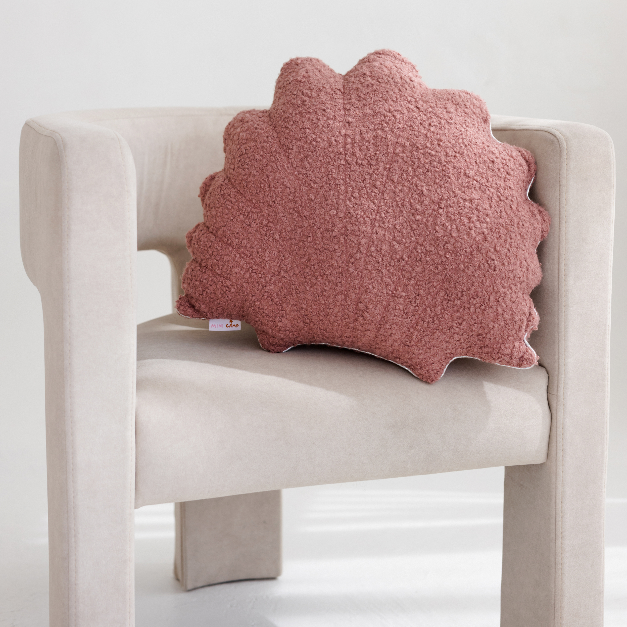 MINICAMP Rose Boucle Sea Shell Pillow With Chic Metallic Trim
