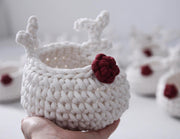 Reindeer Basket | Ivory & Red Nose