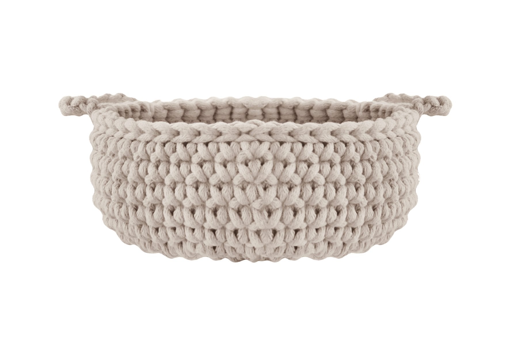 Crochet Flat Basket, Small | BEIGE