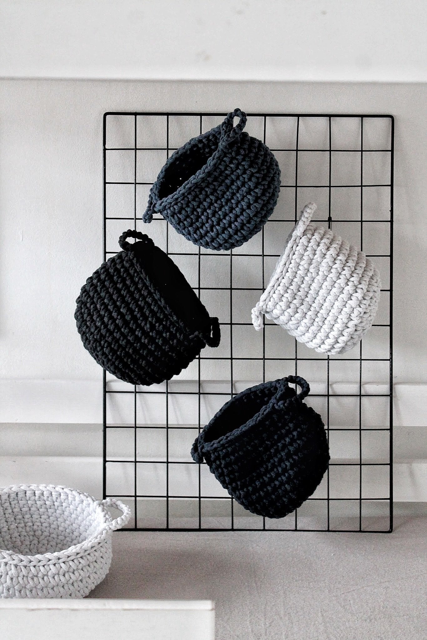 Crochet Basket, Small | CHARCOAL