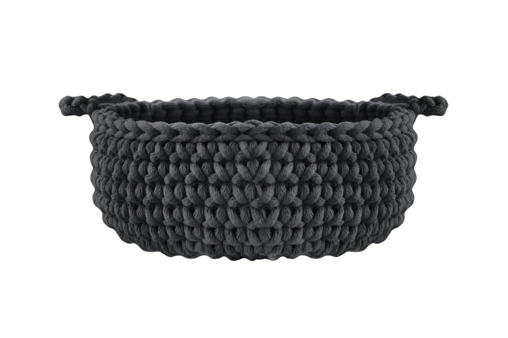Crochet Flat Basket, Small | CHARCOAL