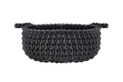 Crochet Flat Basket, Small | CHARCOAL