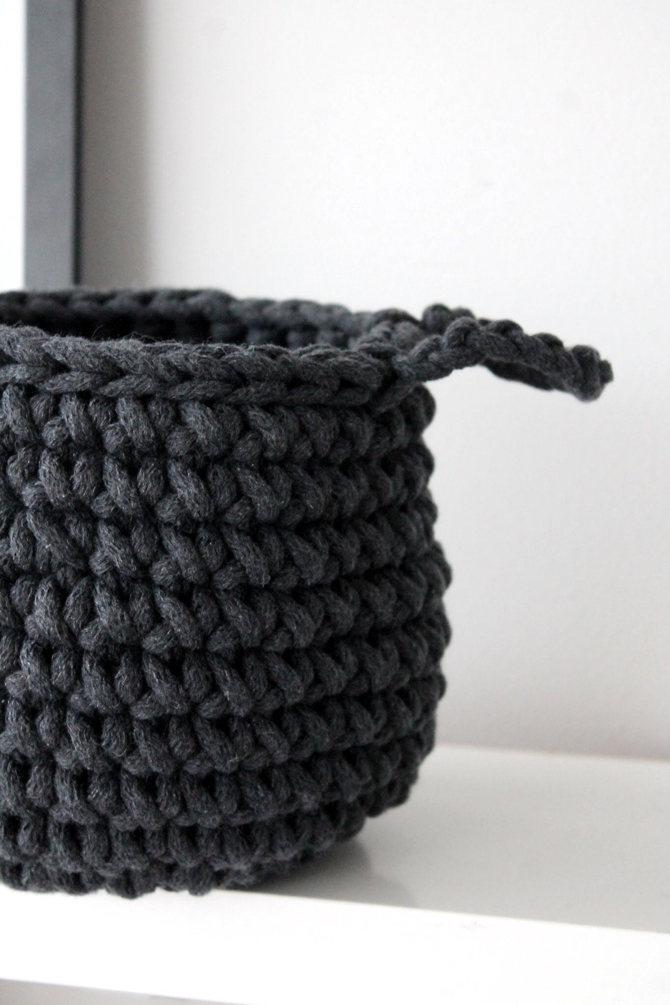 Crochet Basket, Small | CHARCOAL