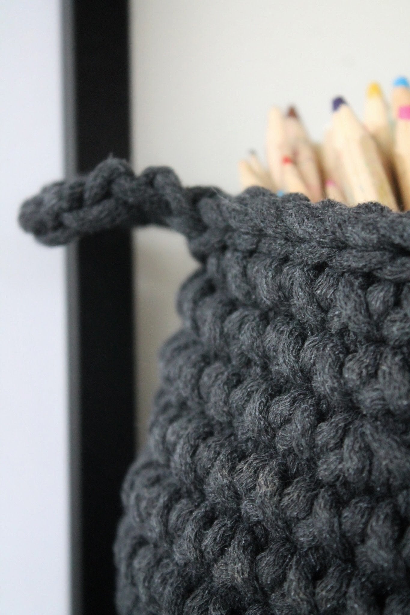 Crochet Basket, Small | CHARCOAL