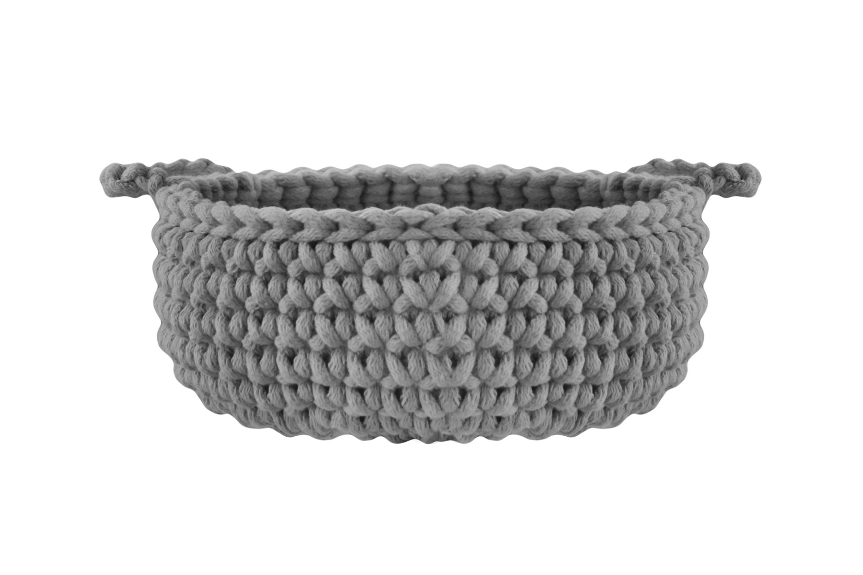 Crochet Flat Basket, Small | DARK GREY