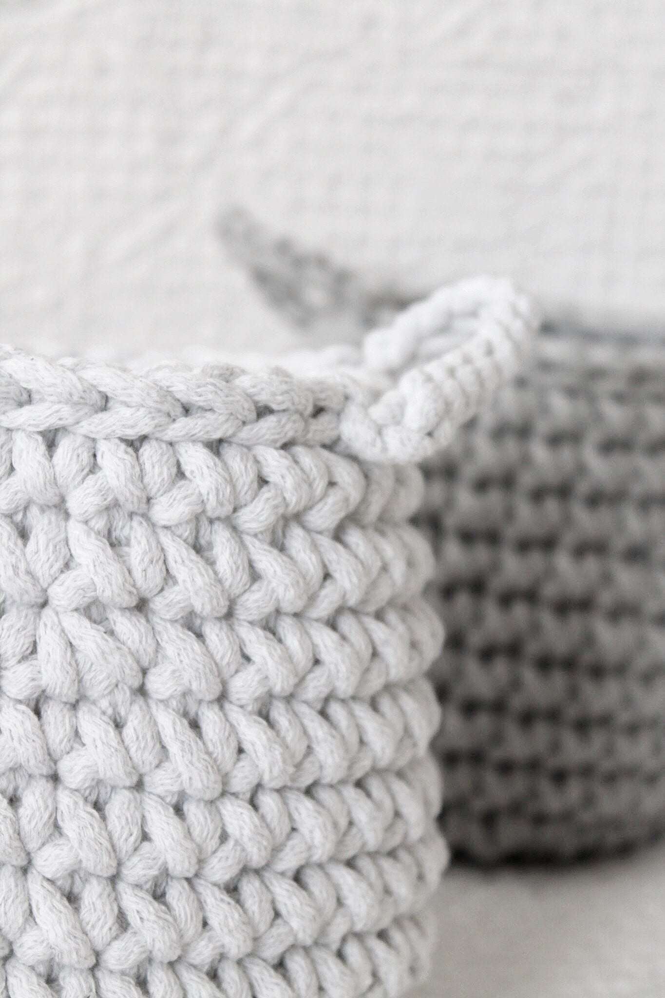 Crochet Basket, Small | LIGHT GREY