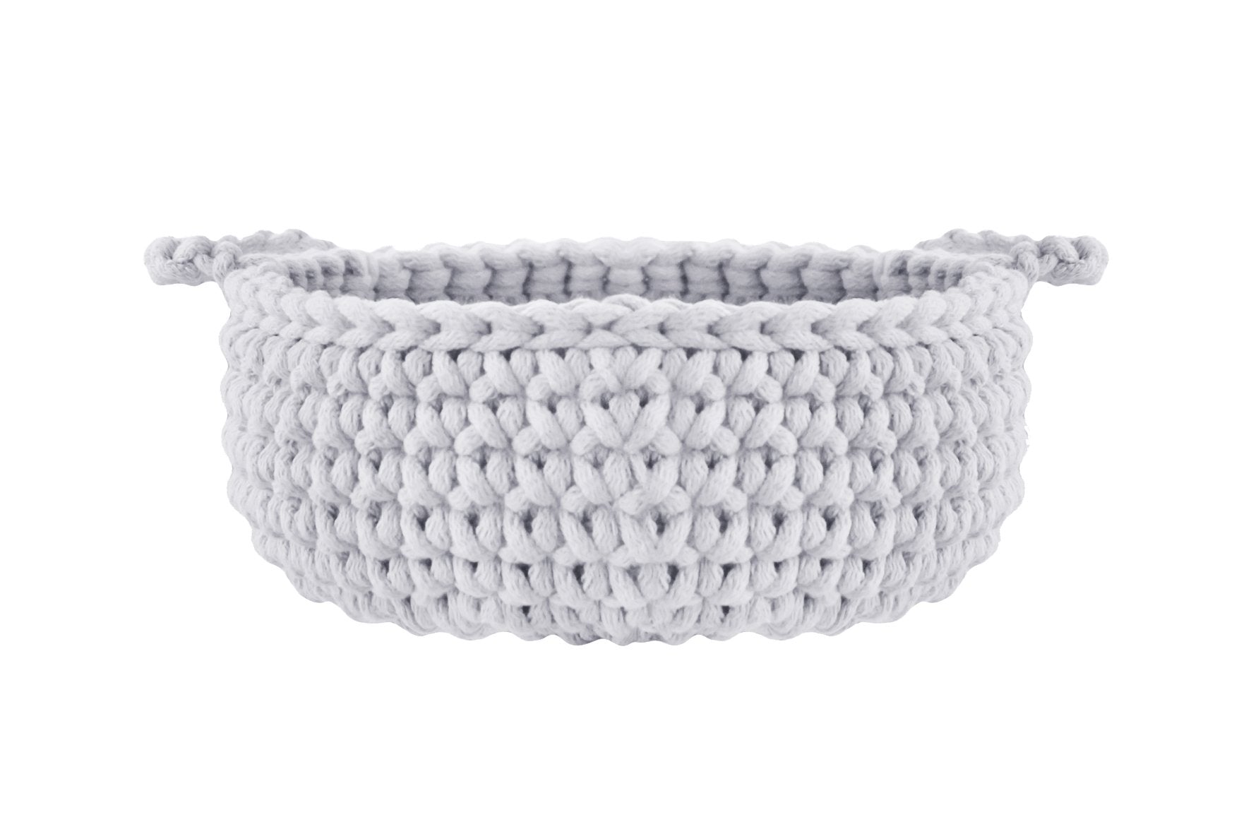 Crochet Flat Basket, Small | LIGHT GREY