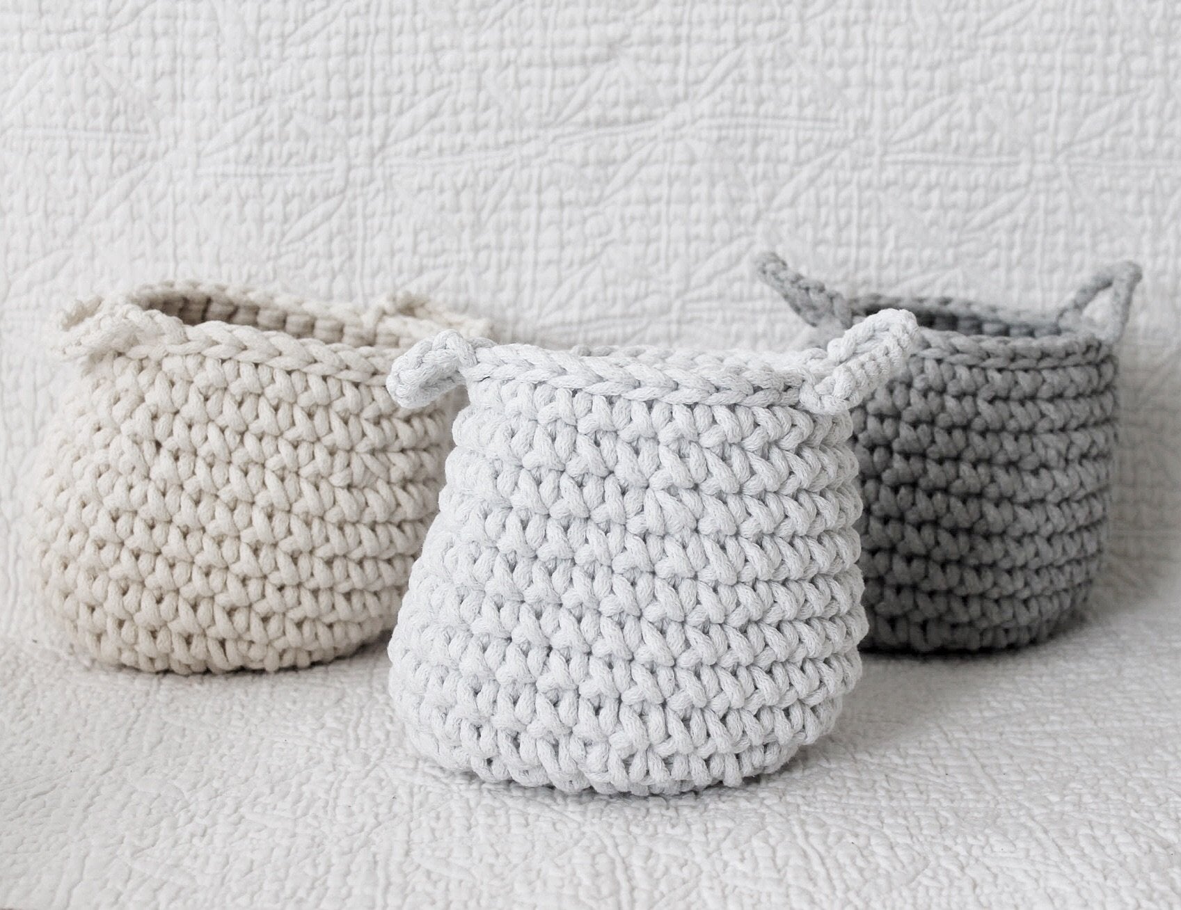 Crochet Basket, Small | LIGHT GREY