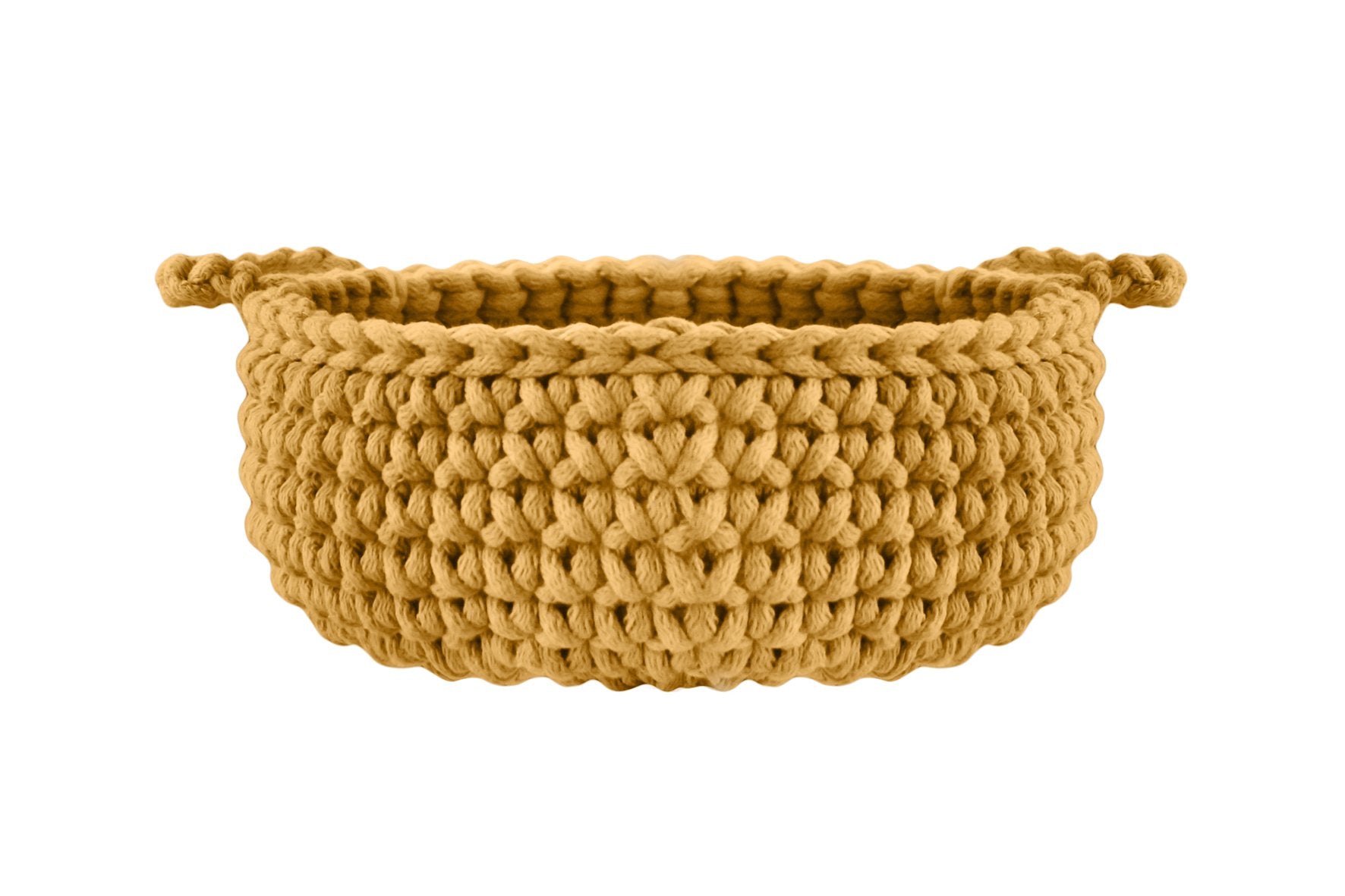 Crochet Flat Basket, Small | MUSTARD