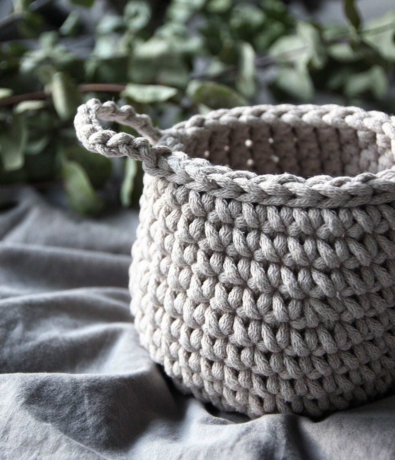 Crochet Basket, Small | OATMEAL