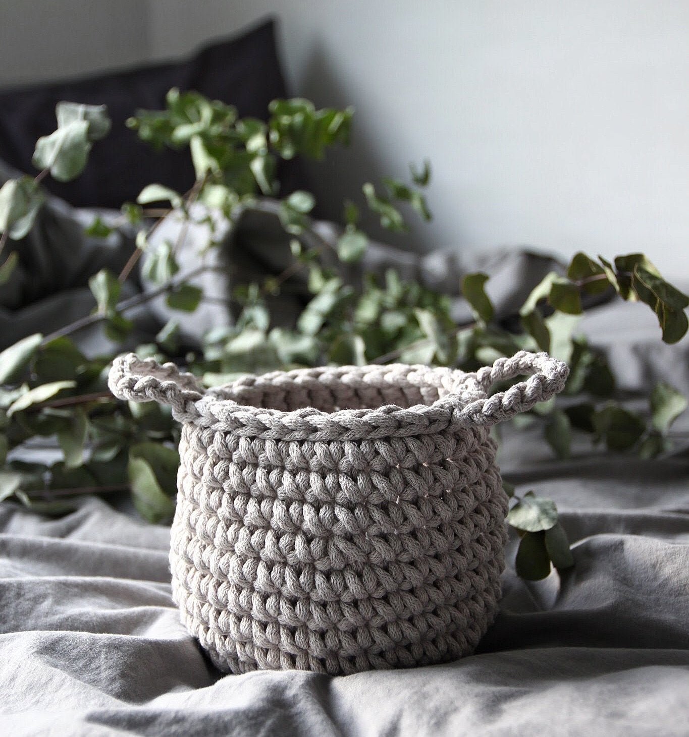 Crochet Basket, Small | OATMEAL
