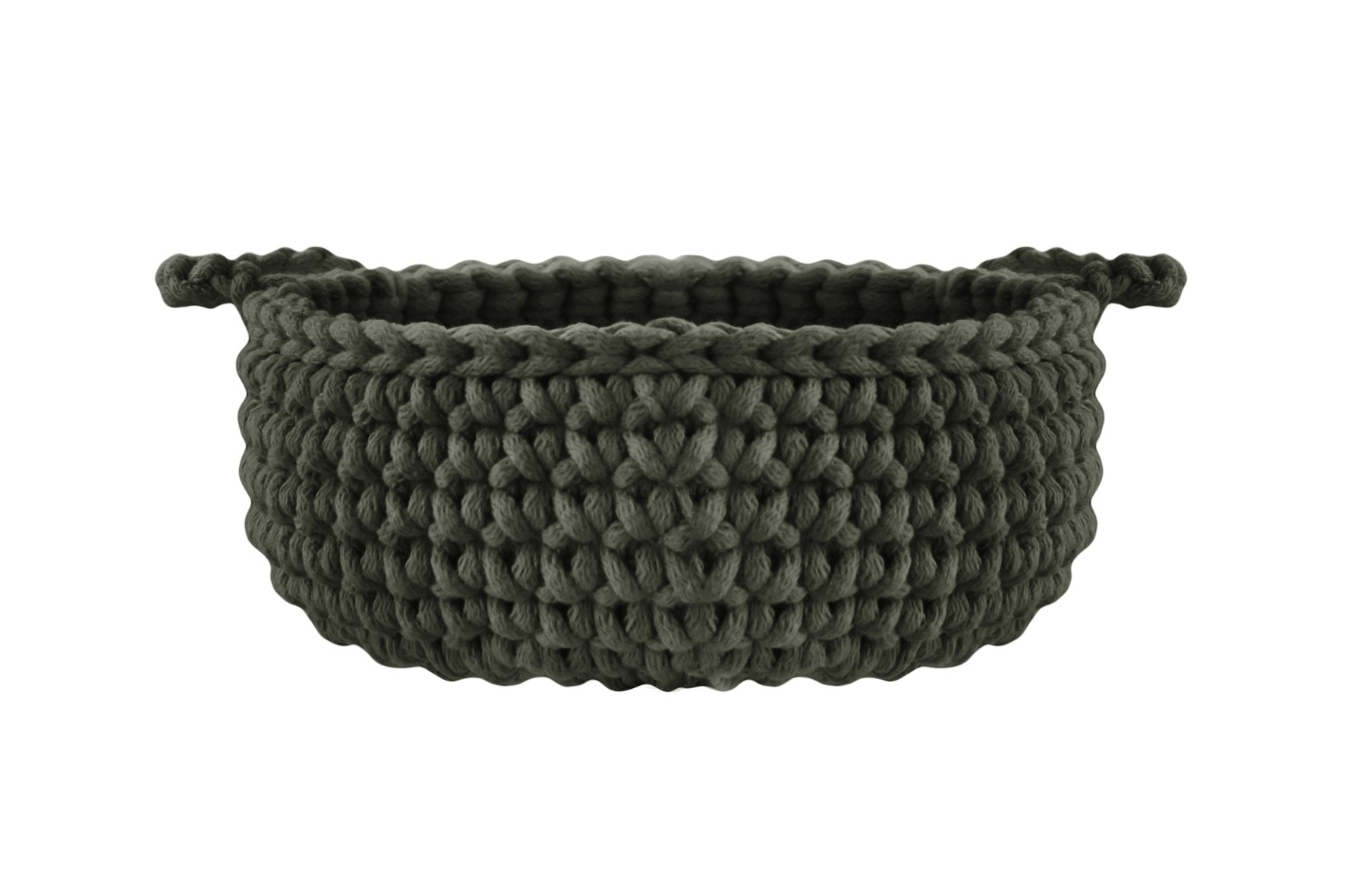 Crochet Flat Basket, Small | OLIVE GREEN