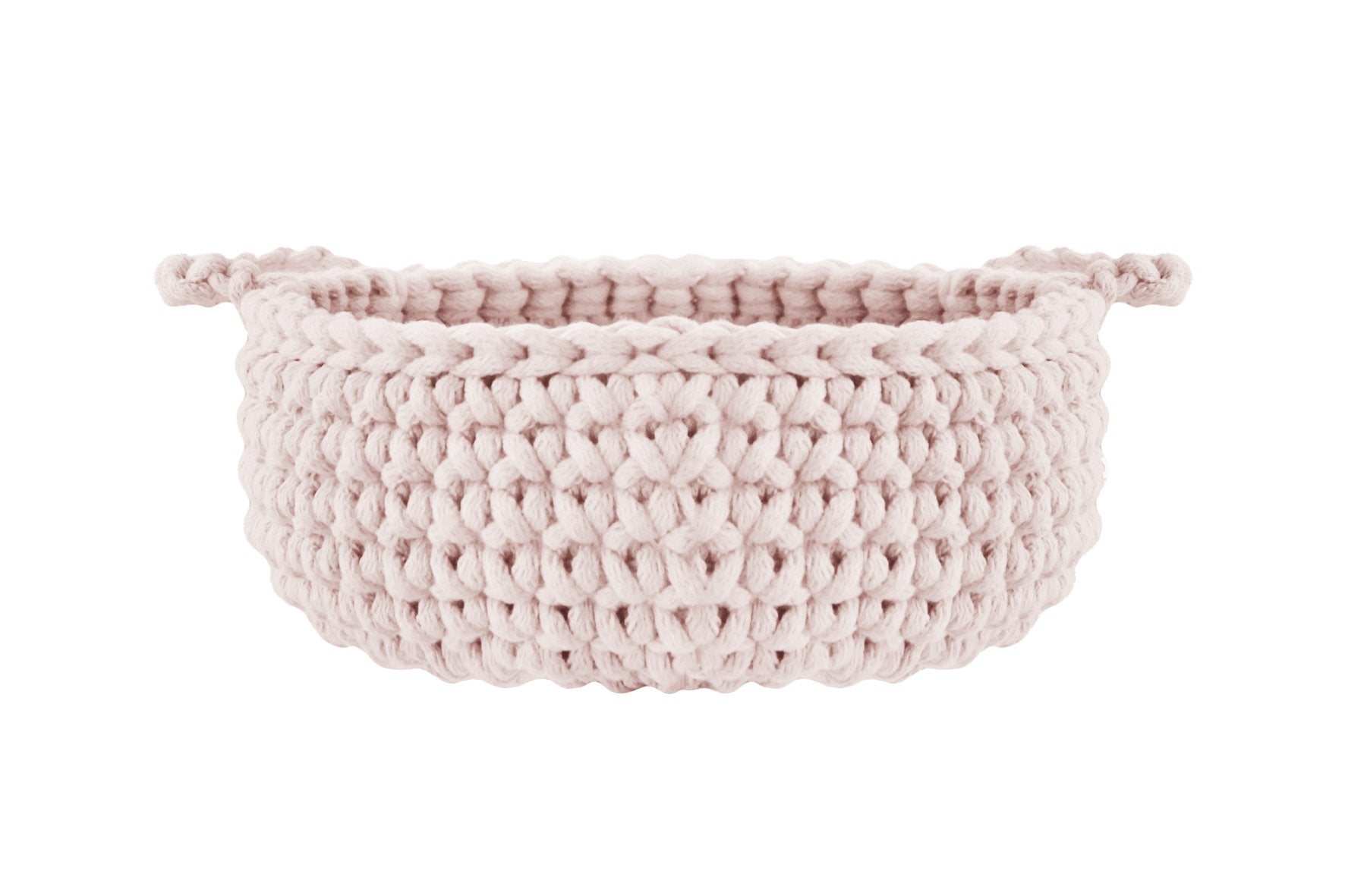 Crochet Flat Basket, Small | PALE PINK