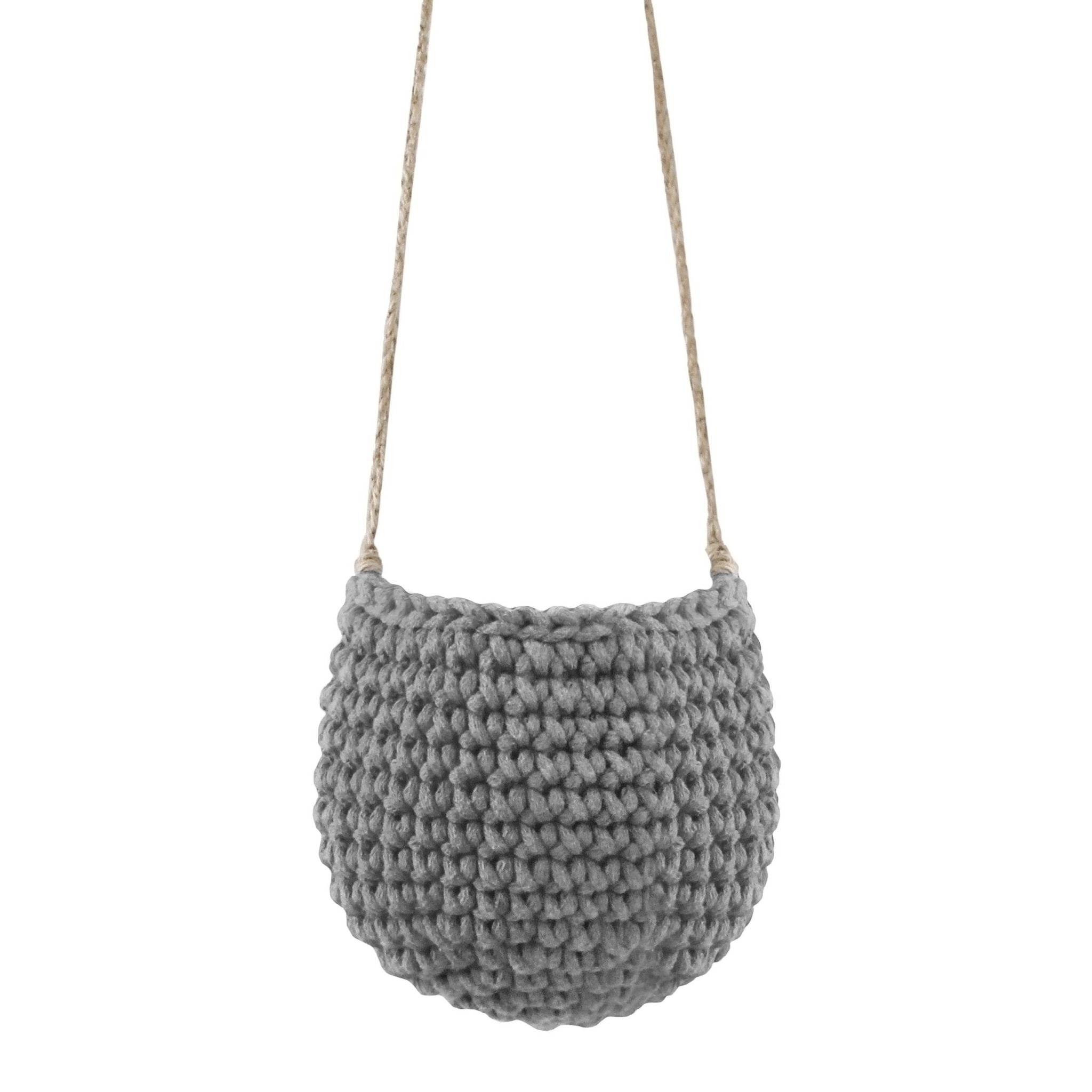 Crochet Hanging Basket, Small | DARK GREY