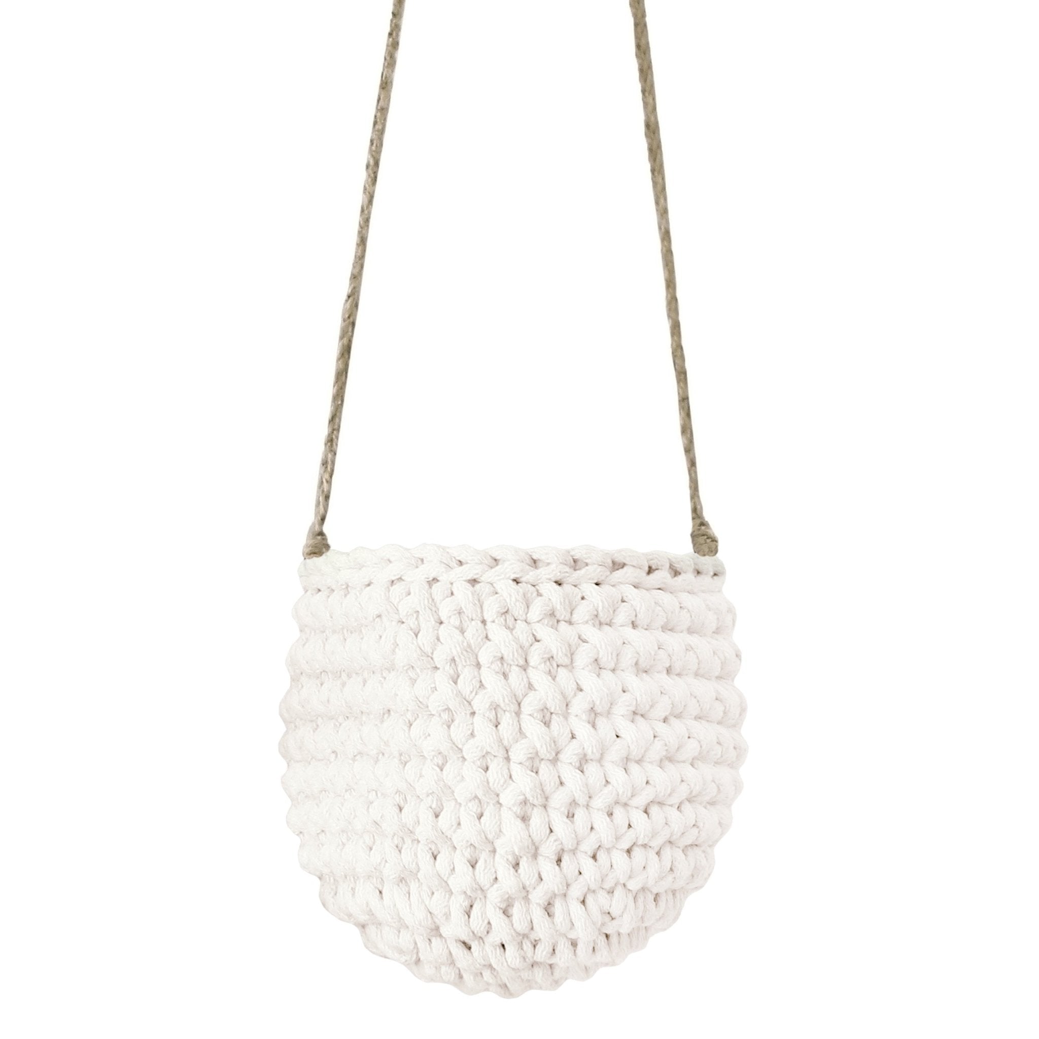 Crochet Hanging Basket, Small | IVORY