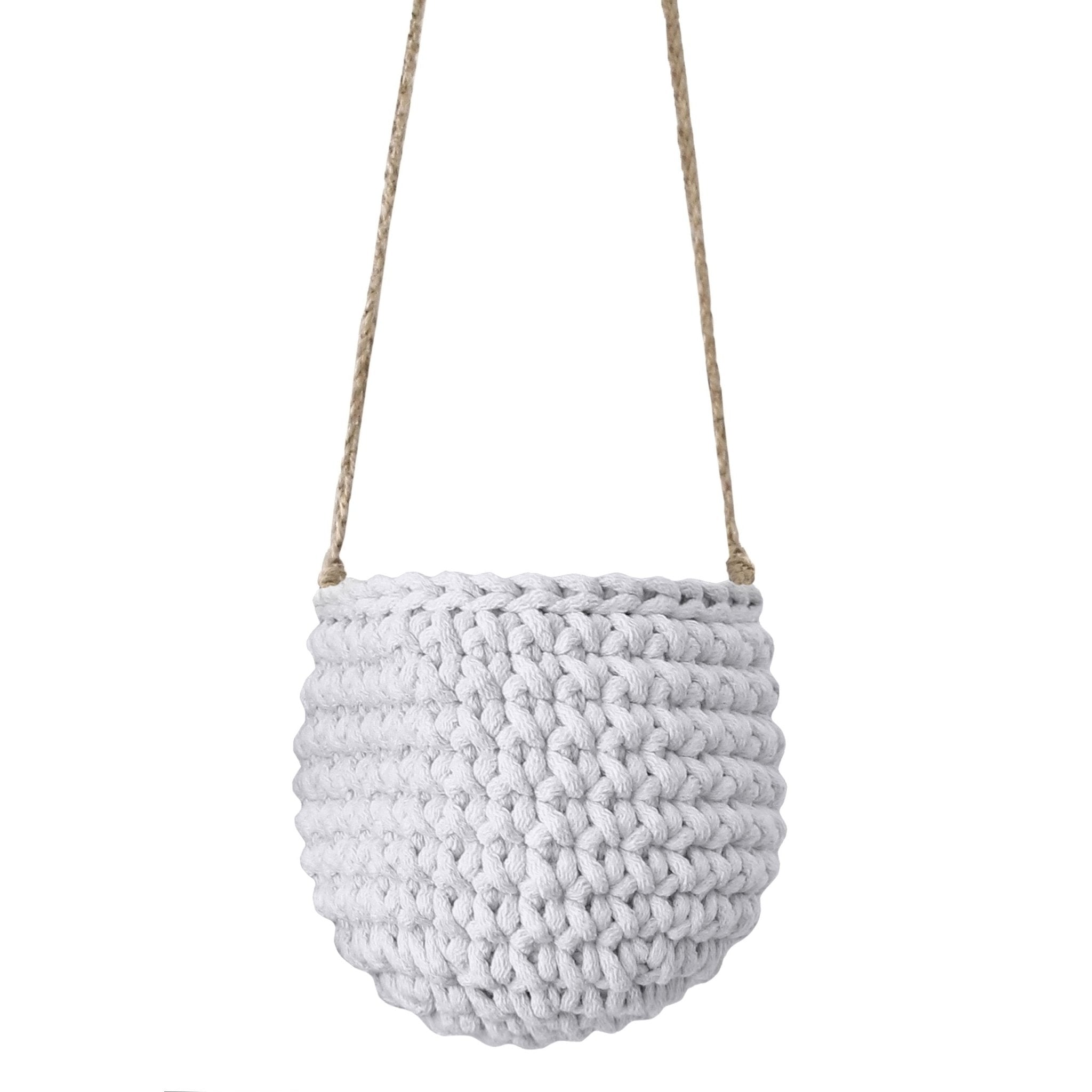 Crochet Hanging Basket, Small | LIGHT GREY