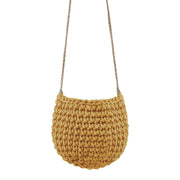 Crochet Hanging Basket, Small | MUSTARD