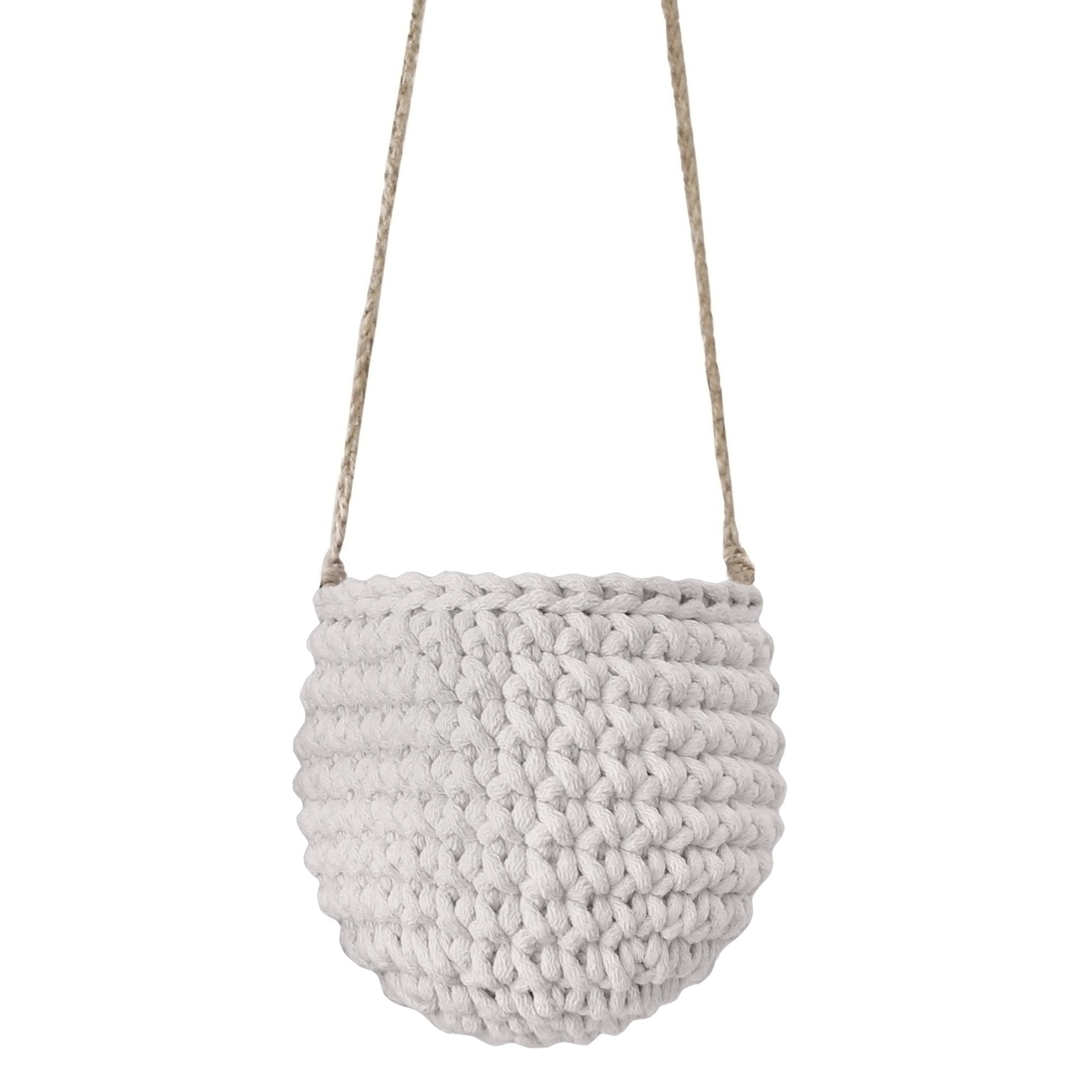 Crochet Hanging Basket, Small | OATMEAL